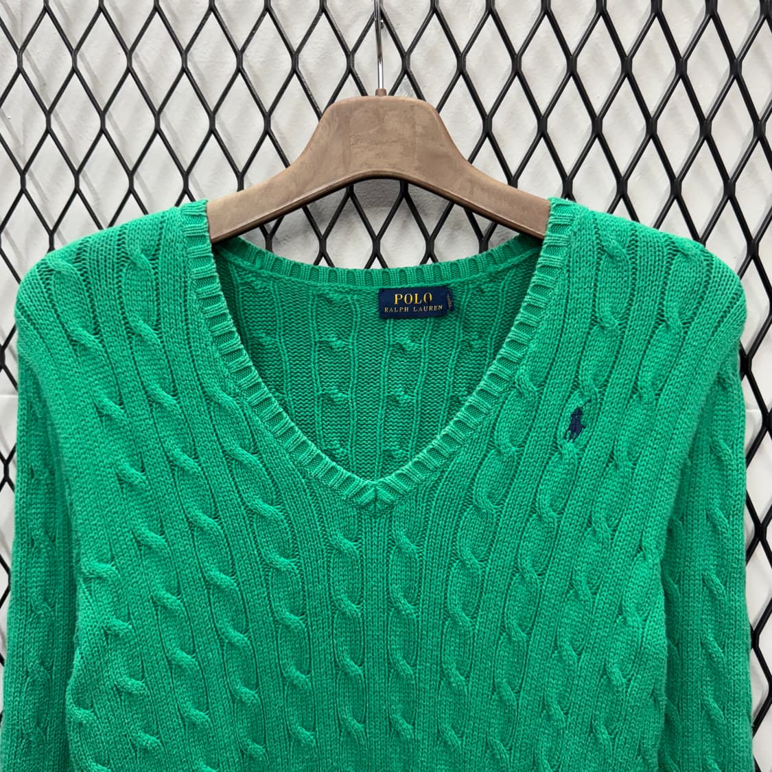 폴로 랄프로렌 케이블 니트 네이비 포니 포인트 그린 상품이미지3