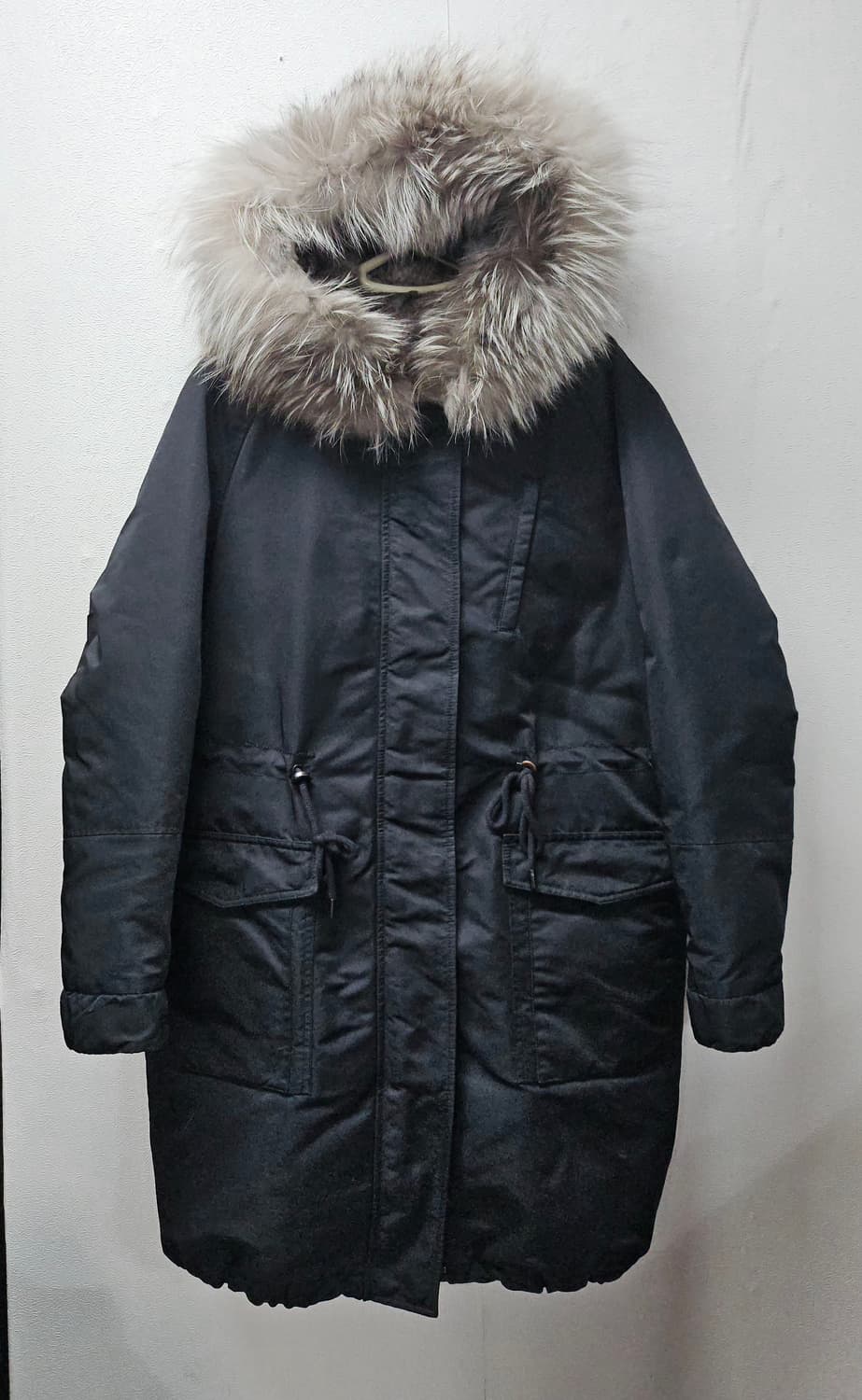 나이스클랍 후드 퍼 블랙 패딩 야상 점퍼 M 상품이미지1