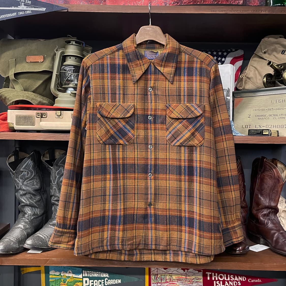 70s 펜들턴 체크 울 플란넬 셔츠 상품이미지1