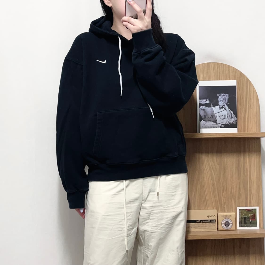 [정품] 나이키 블랙 스우시 기모 후드티 [ L ] 상품이미지2