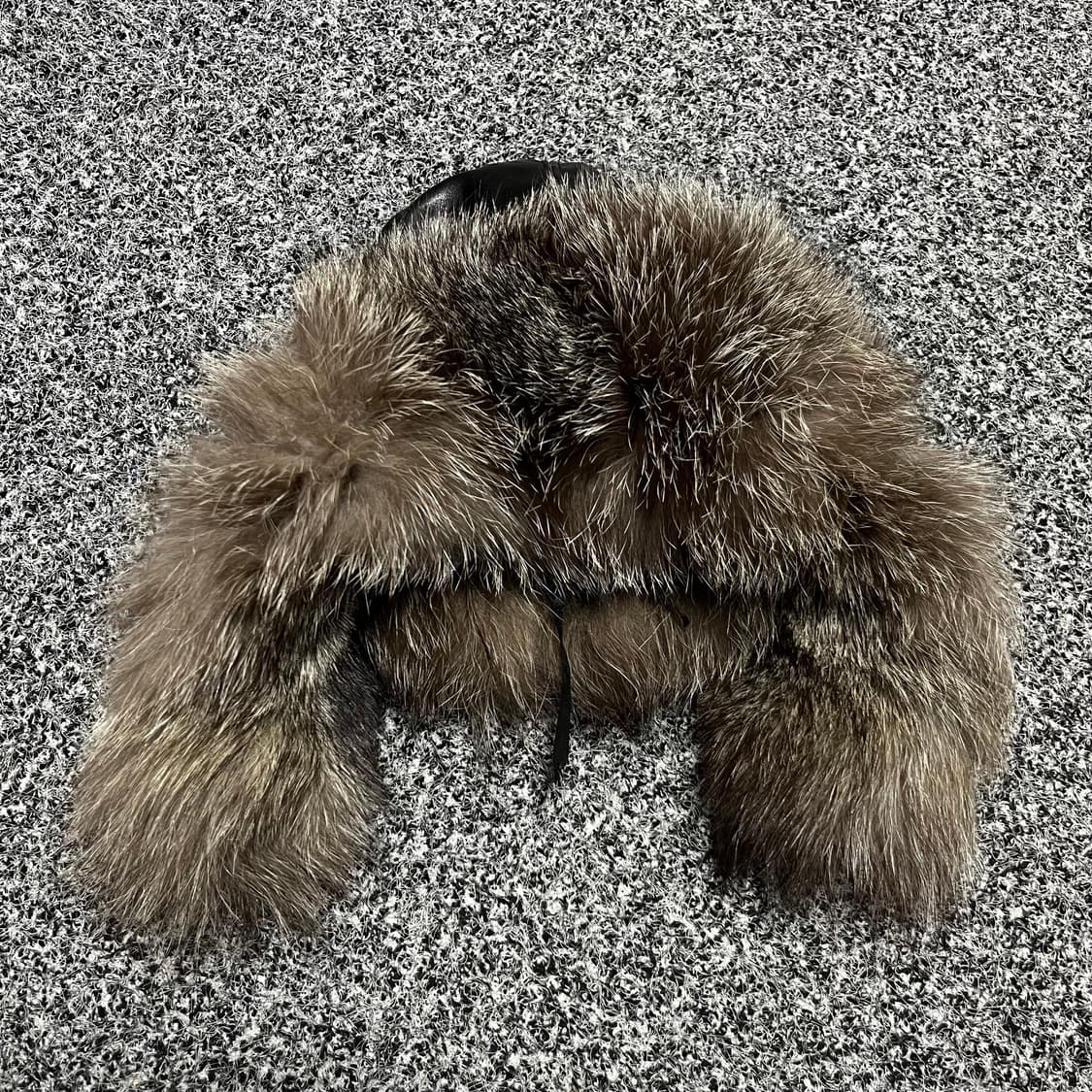 빈티지 레자 귀돌이 털 모자 블랙 상품이미지6