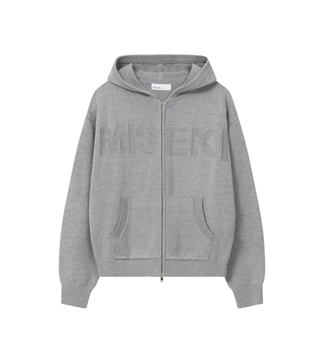 미세키서울 로고 니트 후드집업 그레이 상품이미지1