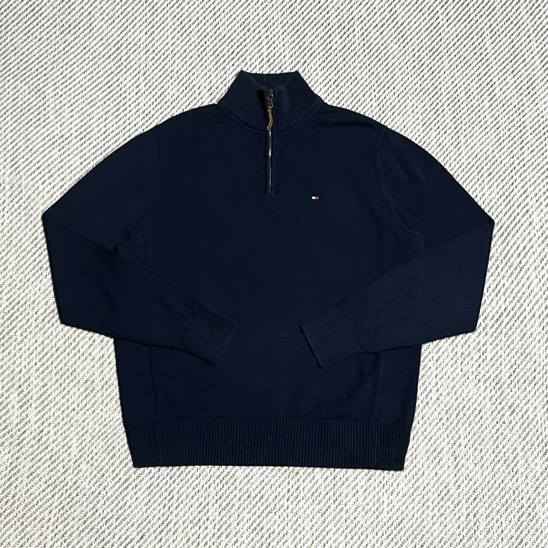 [M] Tommy 타미힐피거 네이비 반집업 코튼 니트 상품이미지1