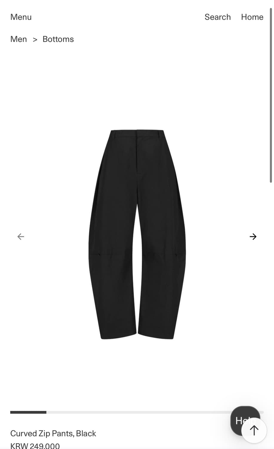 아모멘토 26ss 커브드 집 팬츠 블랙 상품이미지1