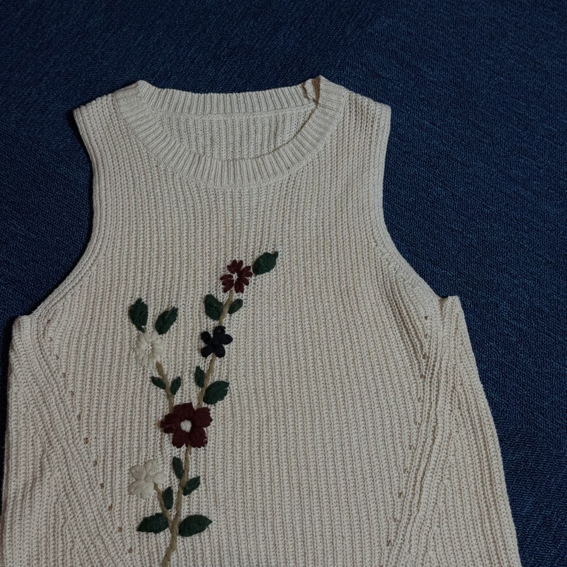 빈티지 모리걸 자수 니트조끼 상품이미지2