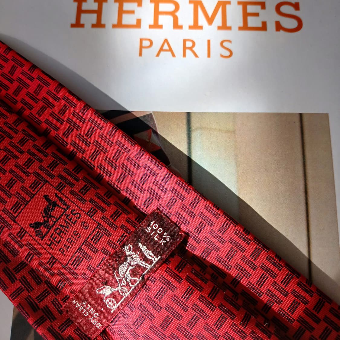 에르메스 실크 레드 H 패턴 넥타이 9.6cm A+~A등급 A19604
 상품이미지6