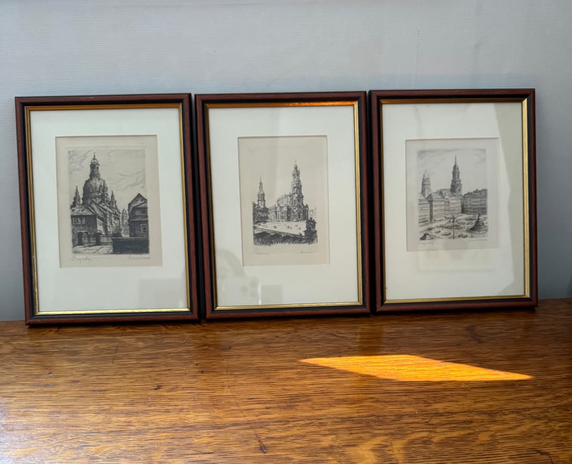 유럽 (독일)감성 빈티지 동판화 액자 3점 세트 상품이미지1