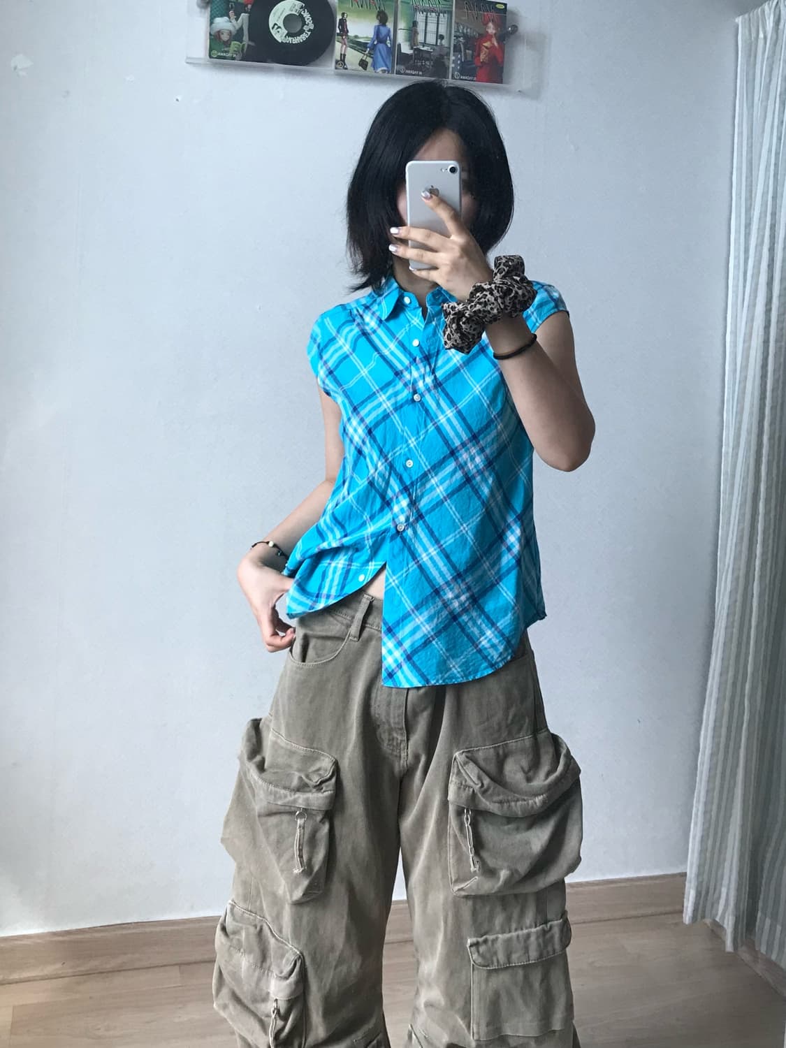 Beanpole blue checkered half shirt 상품이미지3