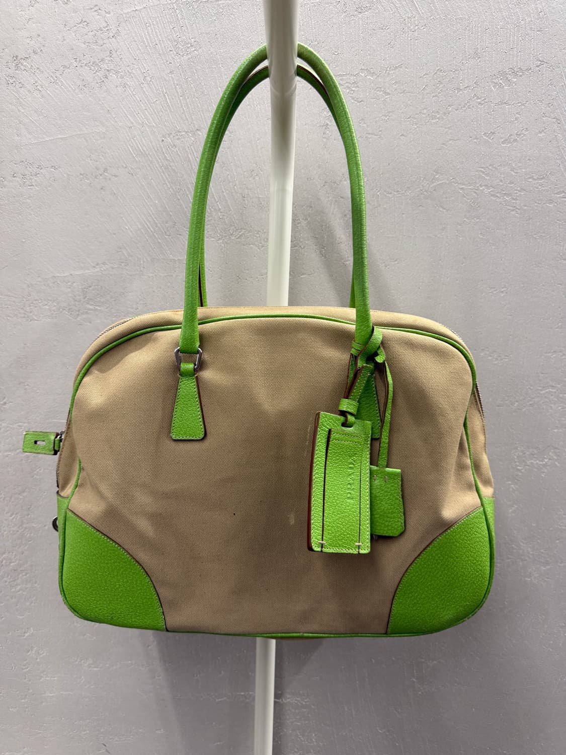 프라다 정품 바울레토 토트백 베이지/라임 상품이미지2