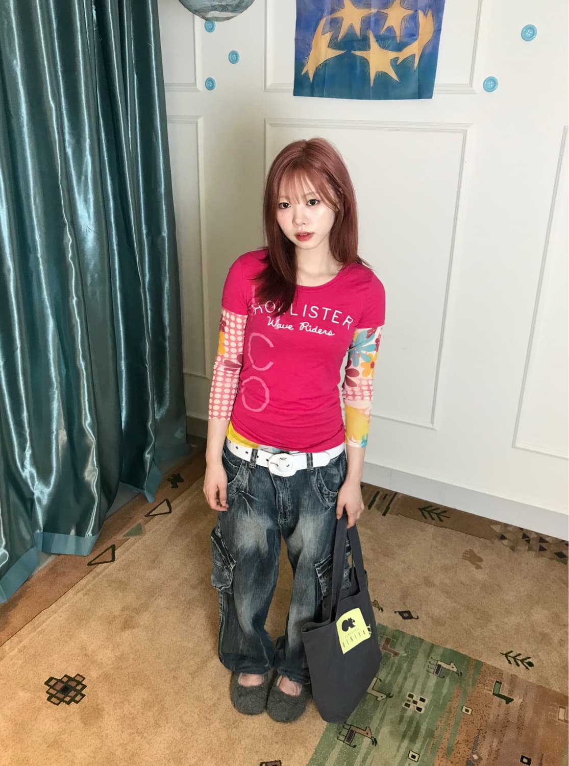 Y2k 무드 지대로••👖 매쉬 슬리브티 레이어드로 더 키치한 코디🩷 상품이미지4
