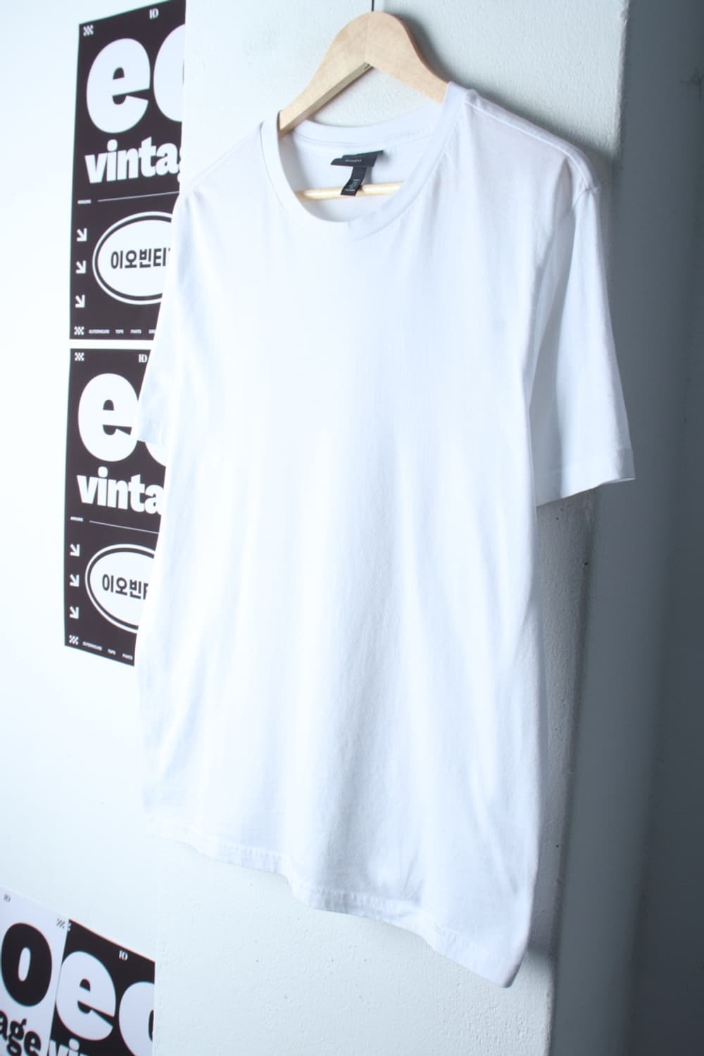(XL) 에이치앤엠 반팔 티셔츠 화이트 무지 기본-H32305 상품이미지1
