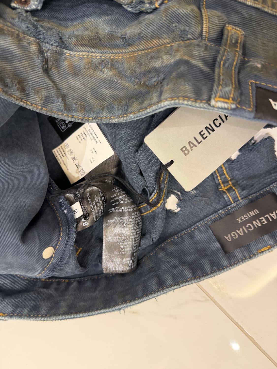 [M] 발렌시아가 슈퍼 디스트로이드  오션블루 배기 데님팬츠 상품이미지7