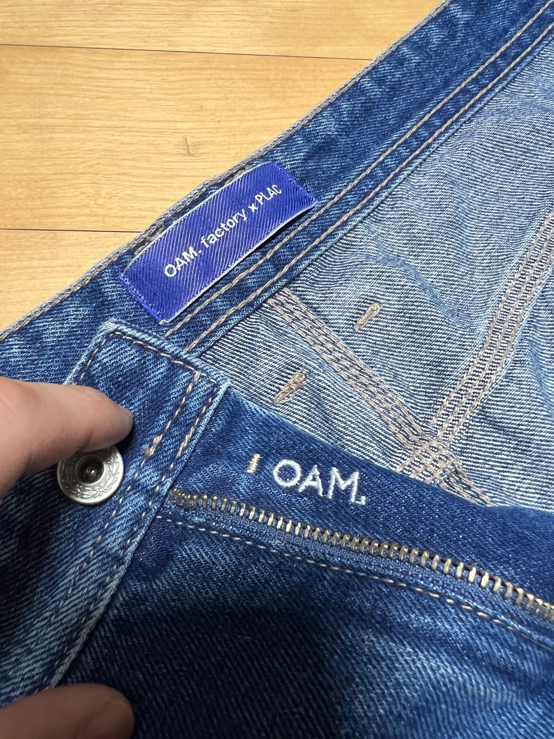 Plac x oam 콜라보 더블니 데님팬트 35 상품이미지5