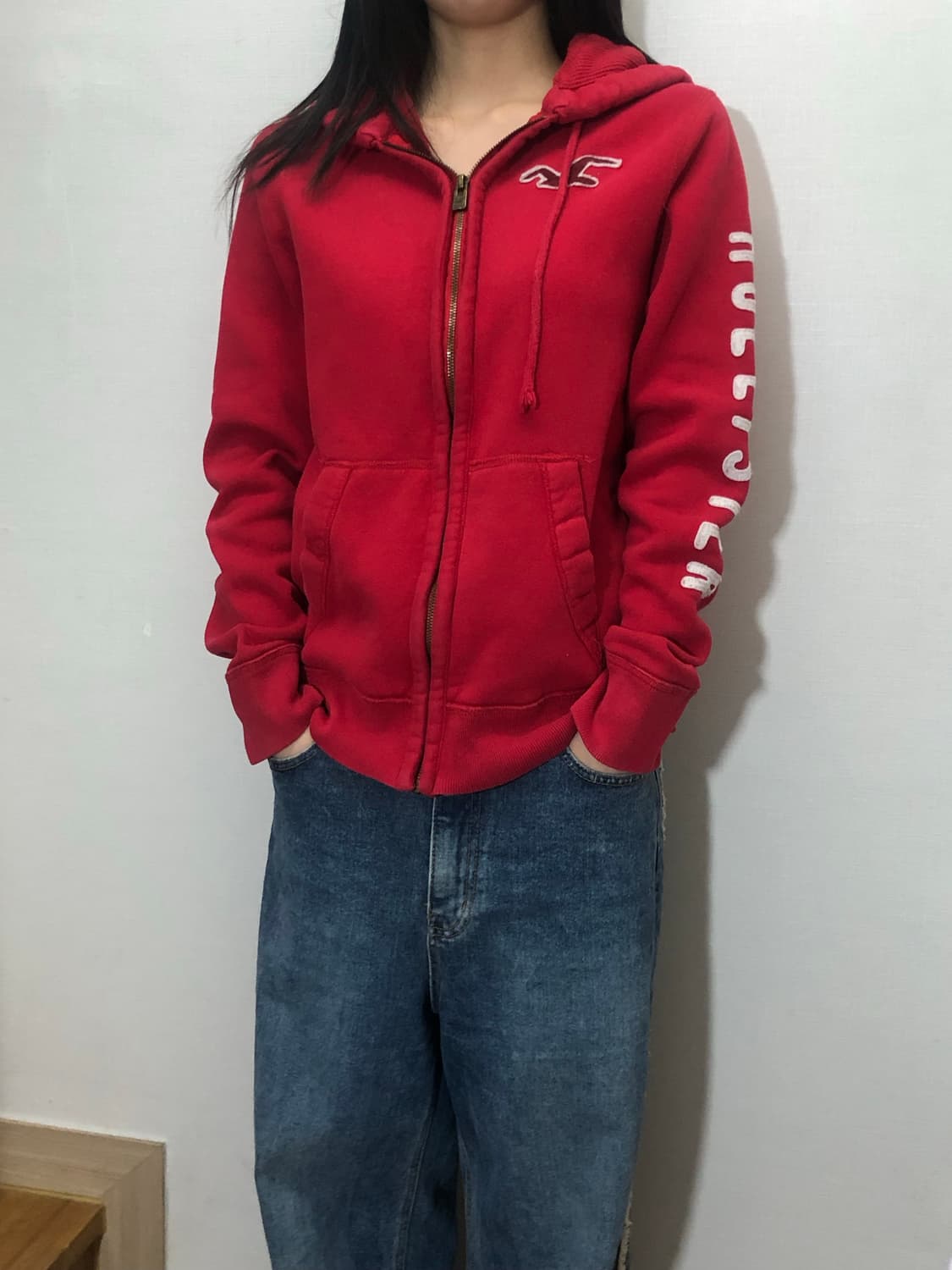 빈티지 홀리스터 레드 후드집업 상품이미지3