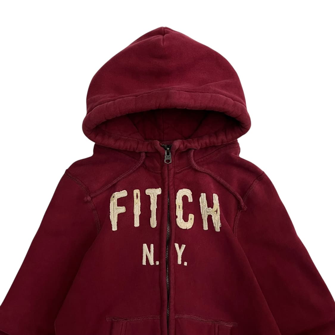 아베크롬비 센터로고 버건디 후드집업 S 상품이미지3