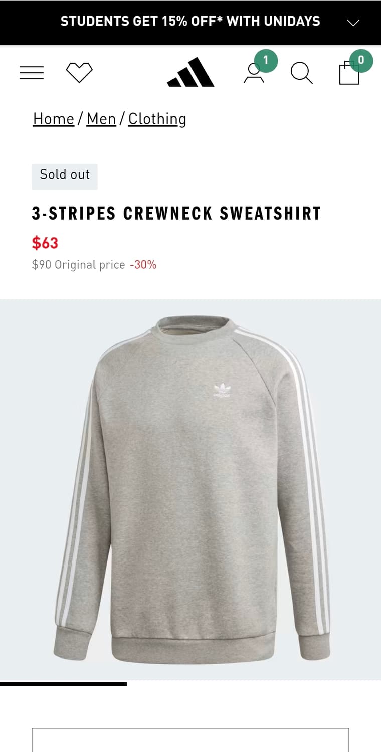 아디다스 기모맨투맨 실측110 가슴60 기장75 상품이미지2