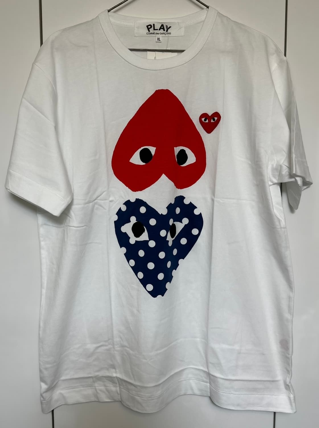 꼼데가르송 도쿄더블 하트 반팔 티셔츠 화이트 XL  상품이미지1
