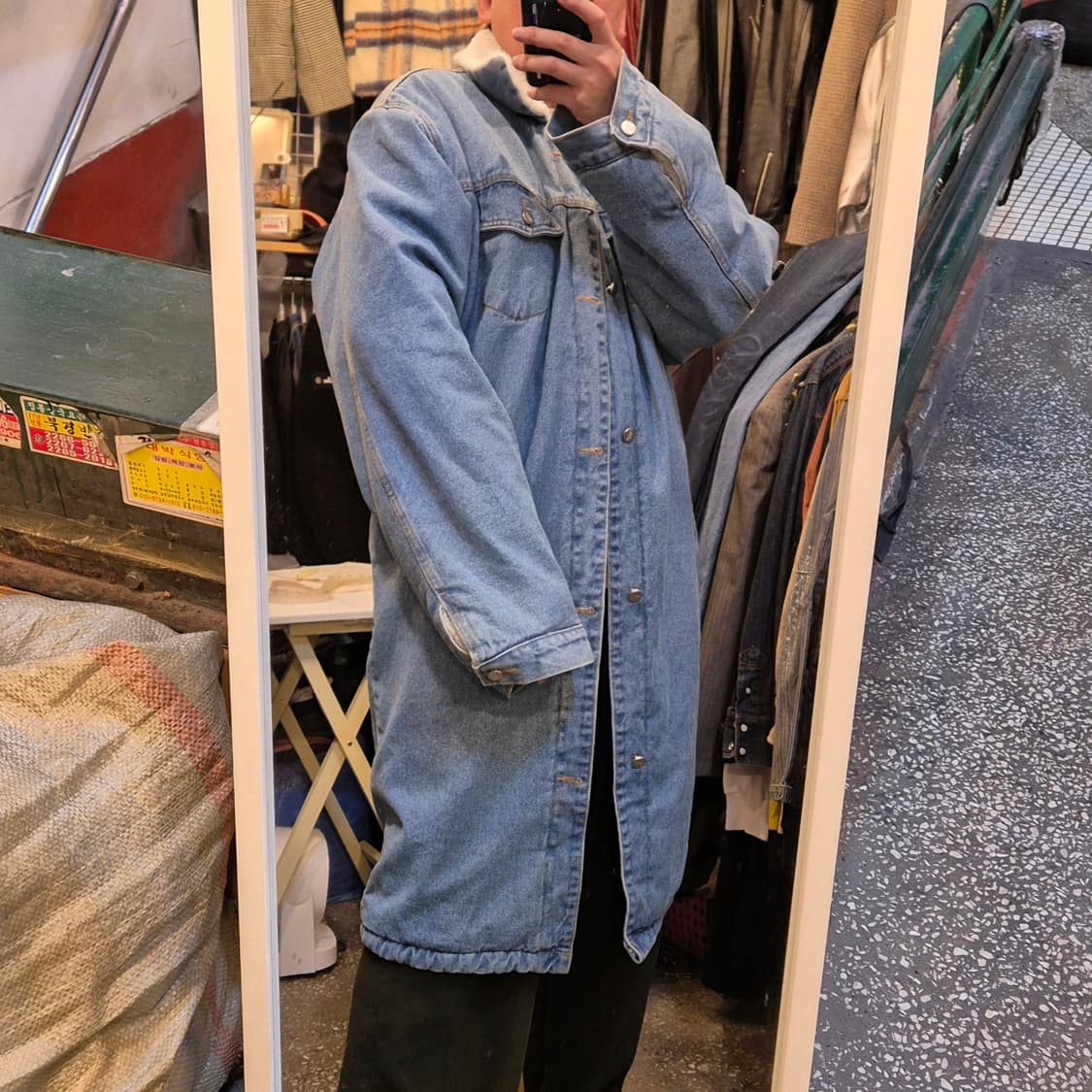 M~L(착샷잇음) 팔왕통 양털 데님코트  상품이미지4