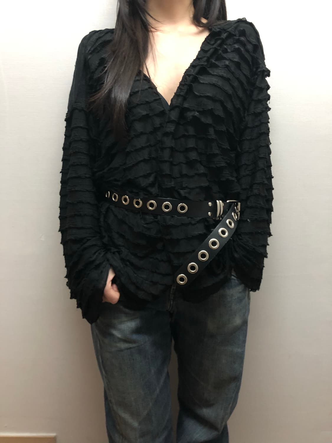 빈티지 블랙 프릴 가디건 상품이미지5