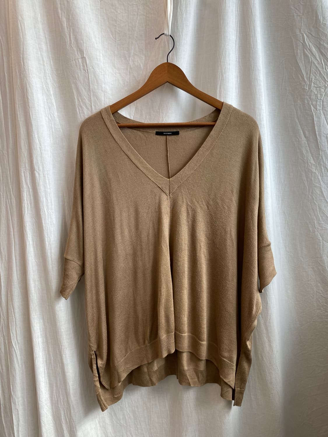 NOUQUE 베이지 브이넥 울혼방니트탑(M-L) 상품이미지2