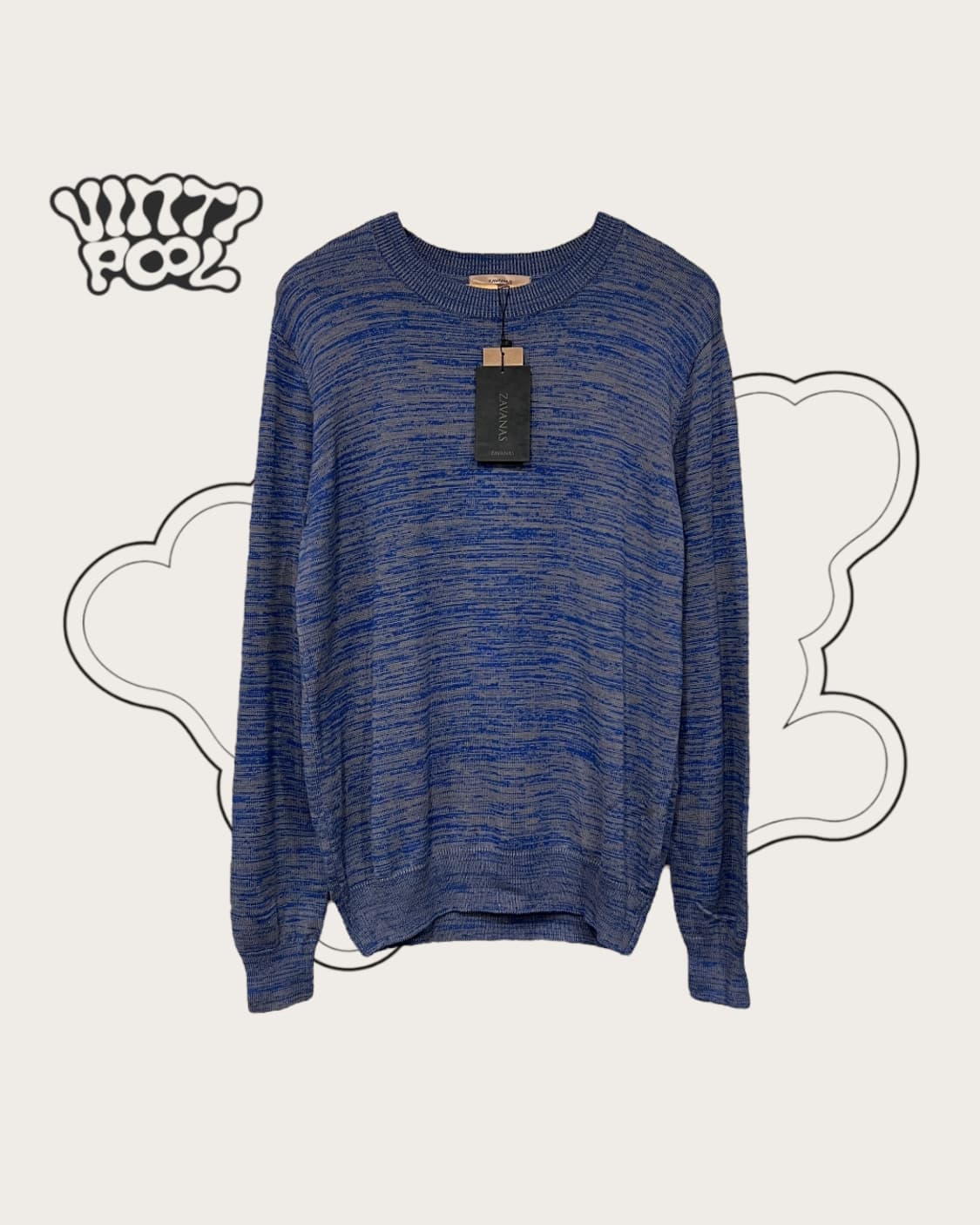 [택달린 새상품] 자바나스 라운드 니트 L 블루그레이 상품이미지1