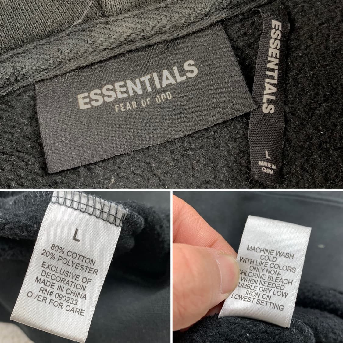 피어오브갓 에센셜 스카치 빅로고 블랙 후드티 상품이미지8