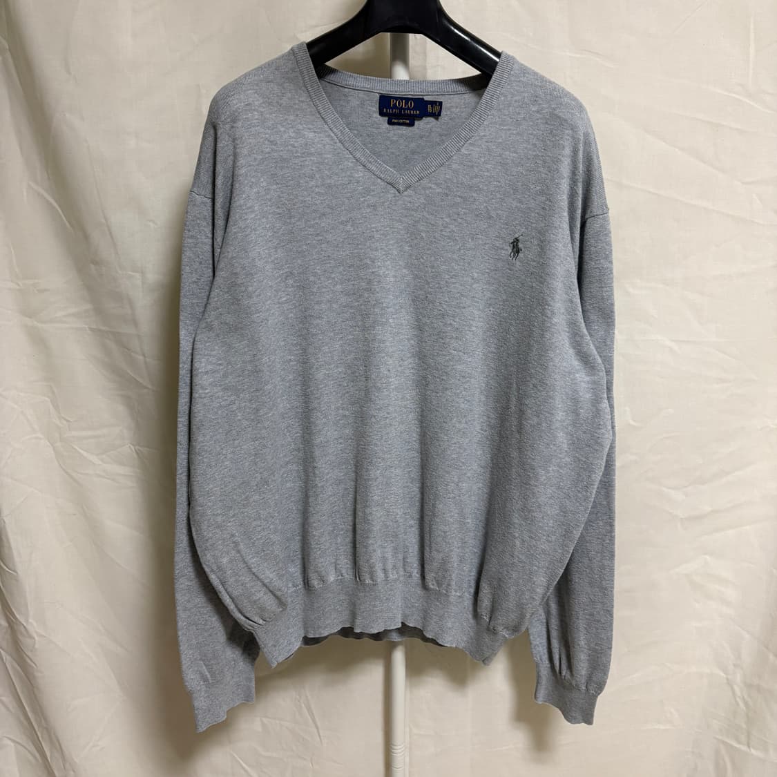 폴로 랄프로렌 피마코튼 V넥 니트 / 그래이, XL 상품이미지1
