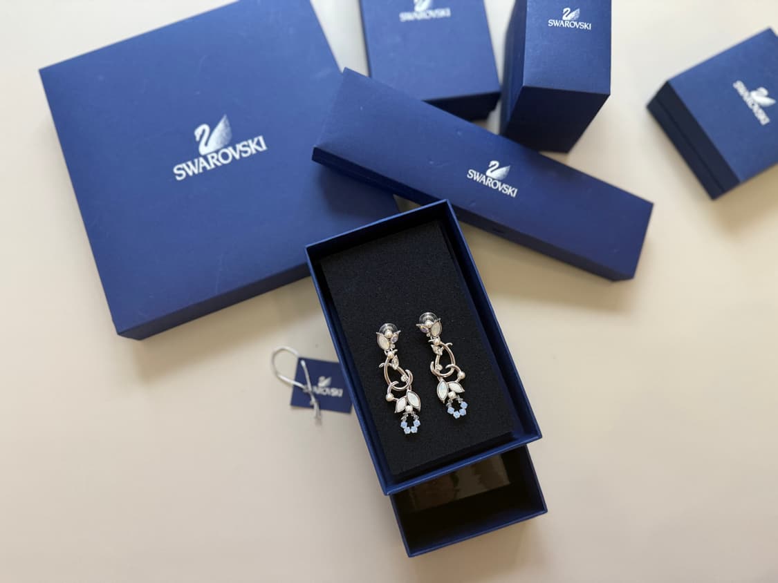 1회착용) 스와로브스키 에버래스팅 귀걸이 진주 실버 은 금 골드 다이아  상품이미지1