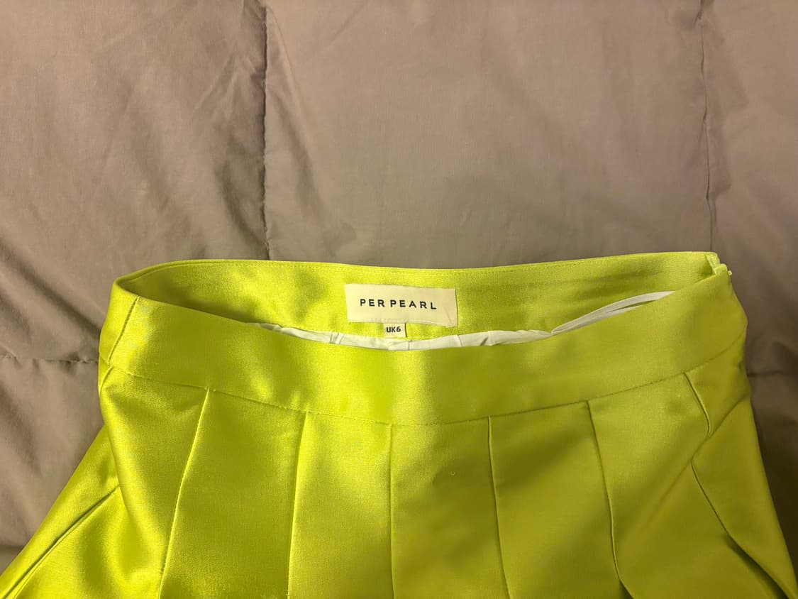 네온 라임 플리츠 스커트  상품이미지3