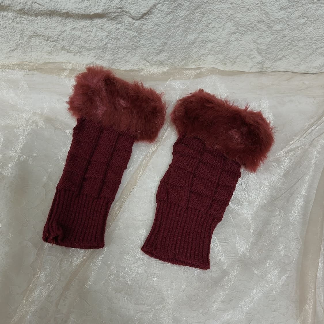 빈티지 빨간색 퍼 손토시 상품이미지1