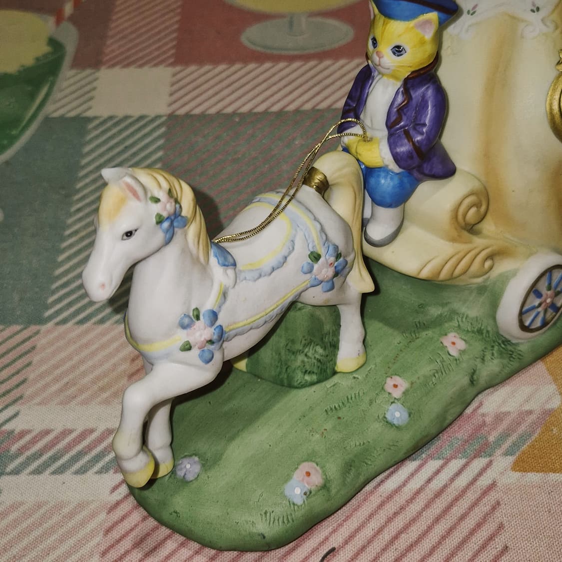 90s 미국 슈미드 마차 고양이 도자기 오르골 상품이미지8