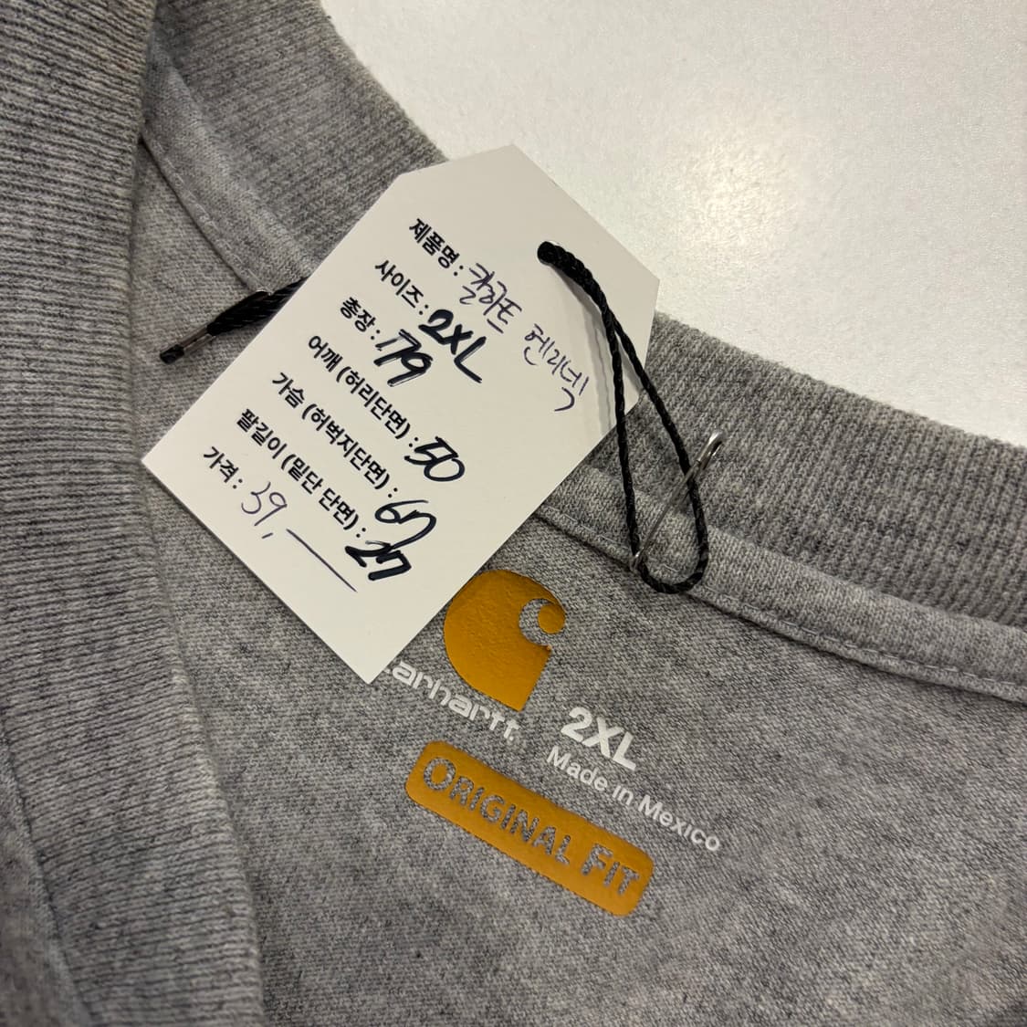[2XL] 칼하트 포켓 반팔 헨리넥 티셔츠 그레이 D999 상품이미지6