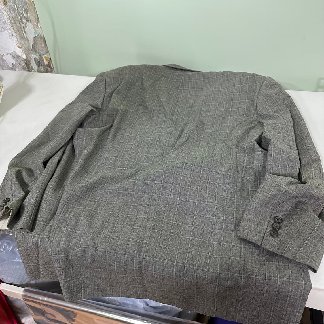 95-100 닥스 모100% 그레이 체크 싱글 블레이져 상품이미지5