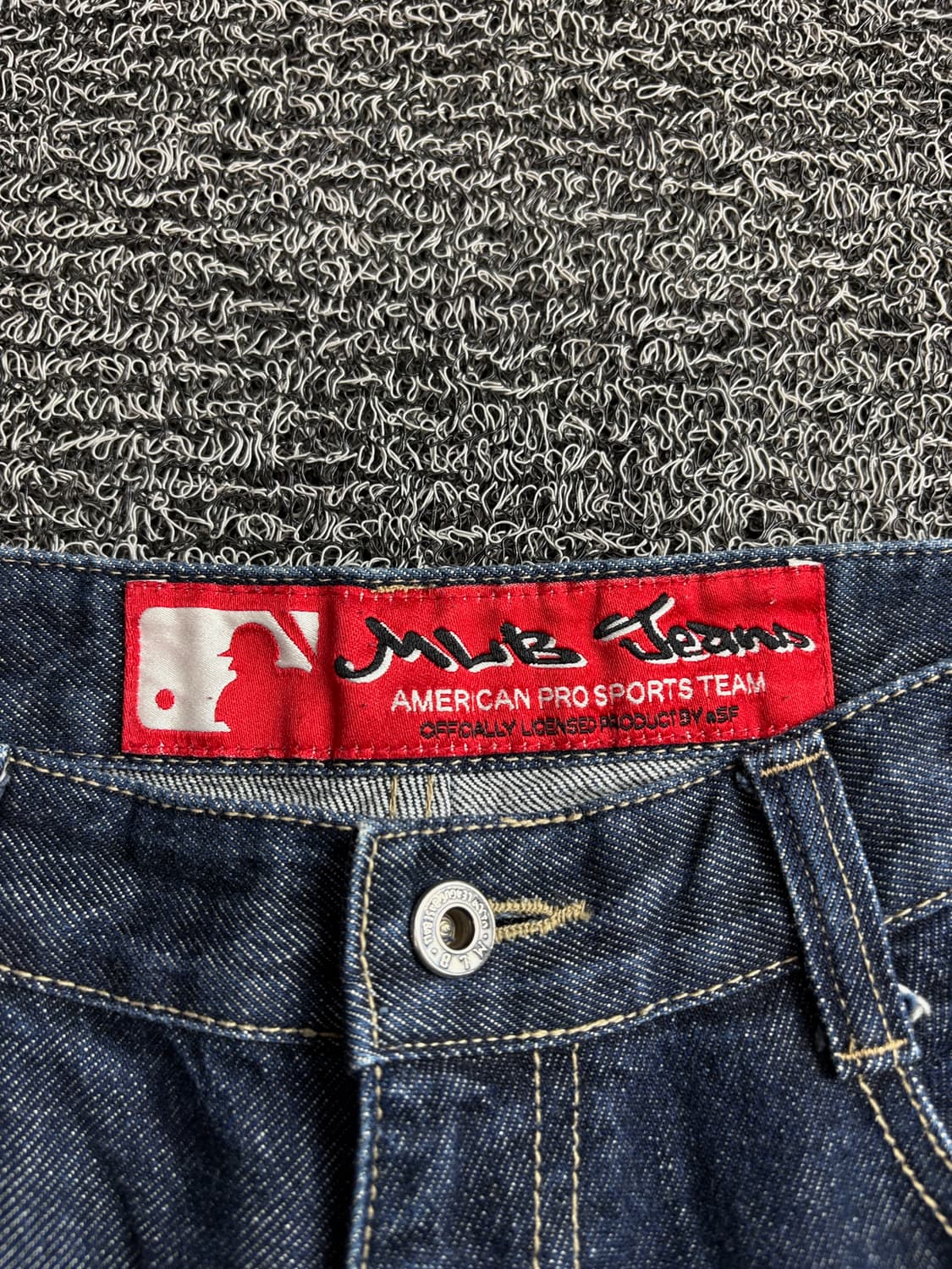 00s MLB 올드스쿨 자수 힙합 와이드 데님 팬츠 4217  상품이미지4