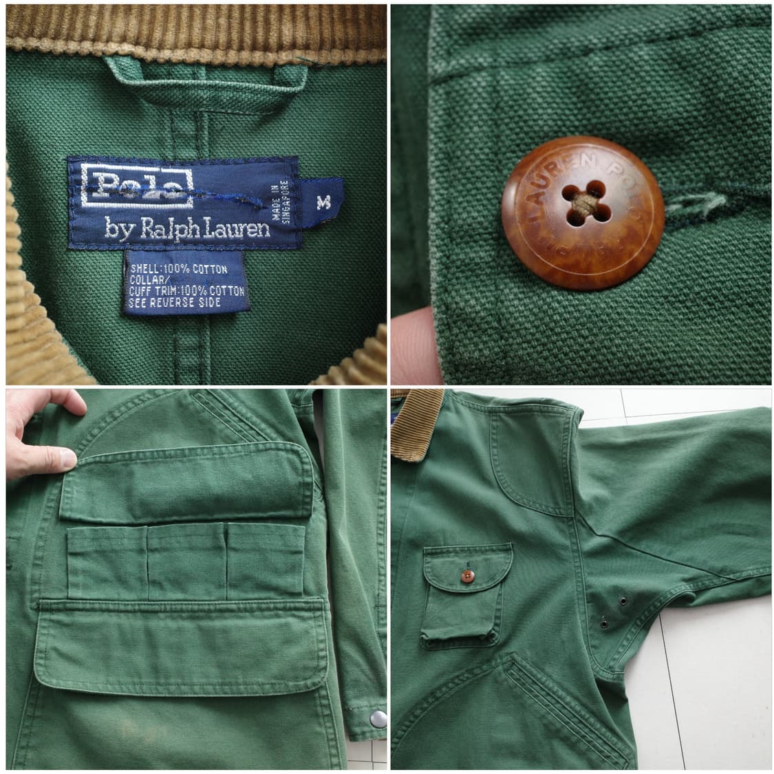 90s 폴로 랄프로렌 모호크 코튼 헌팅 필드 자켓 그린 (M) 상품이미지6