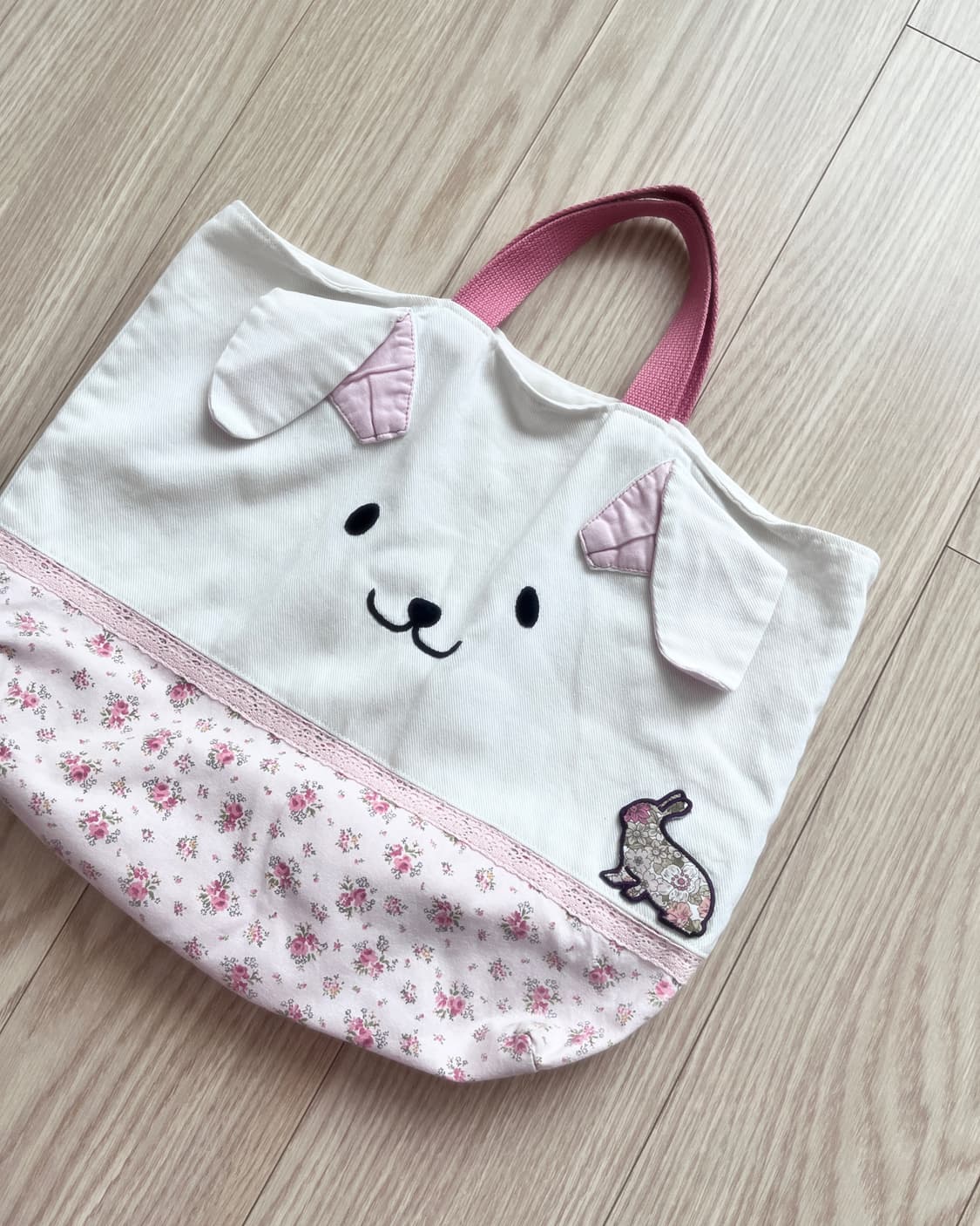 핑크 토끼 플라워 크로셰 토트백 상품이미지3