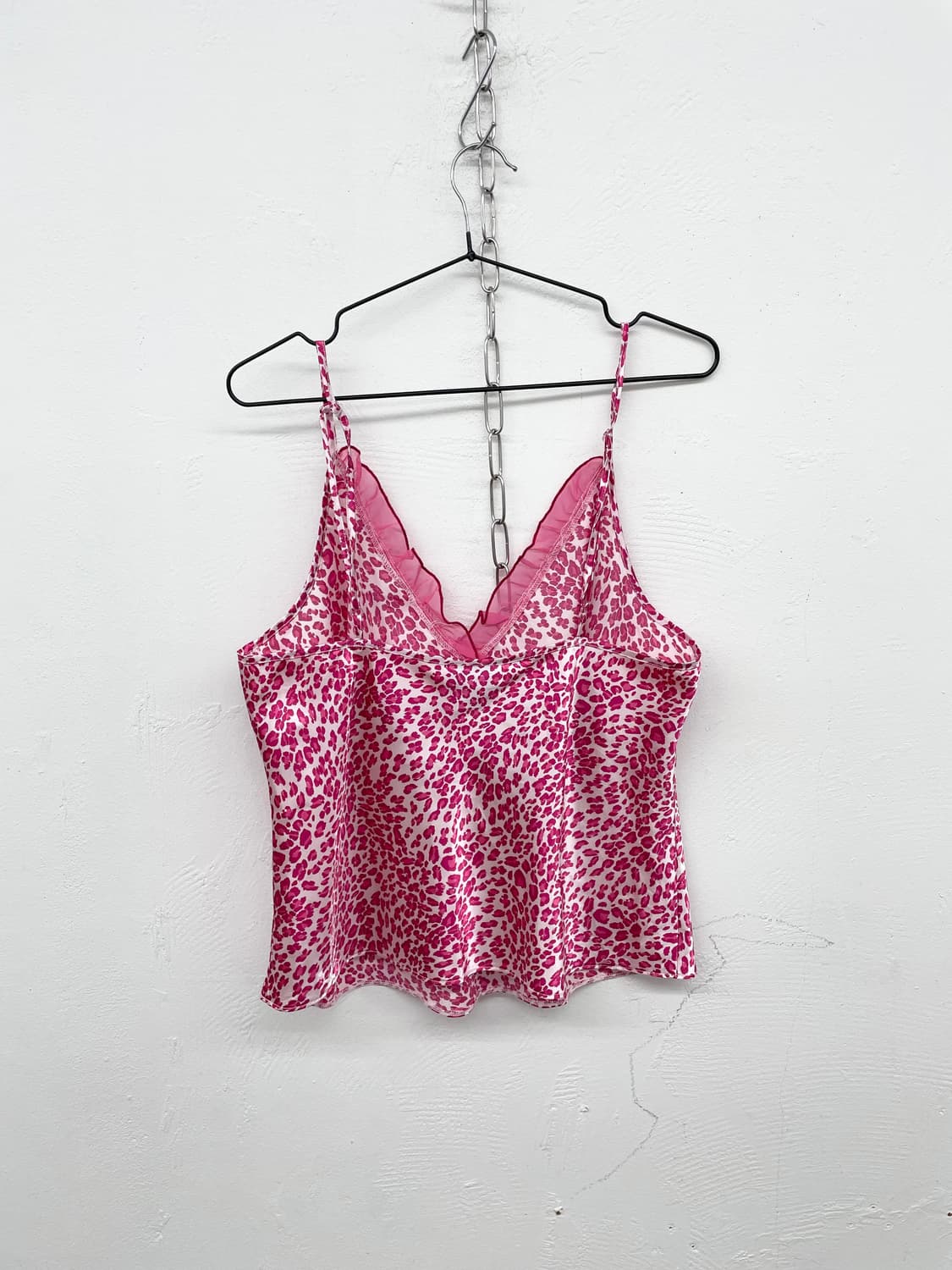 핑크 호피 갸루 새틴 슬립 상품이미지6