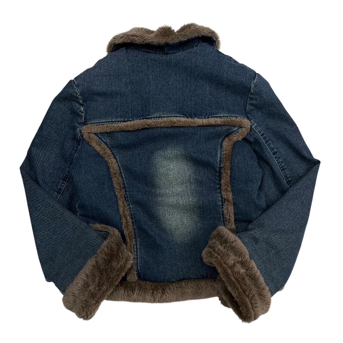 빈티지 브라운 퍼 데님 자켓 L 상품이미지3