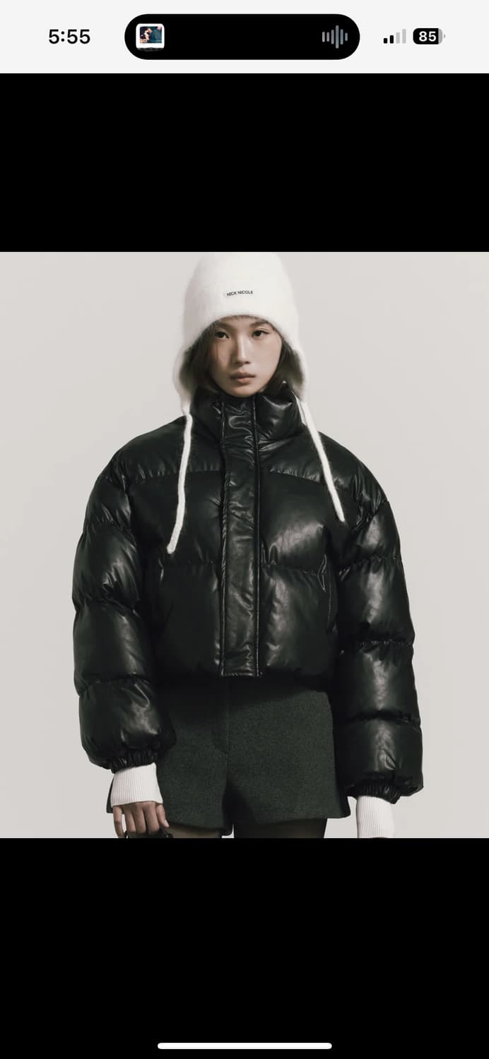 닉앤니콜 크롭 가죽 패딩 상품이미지1