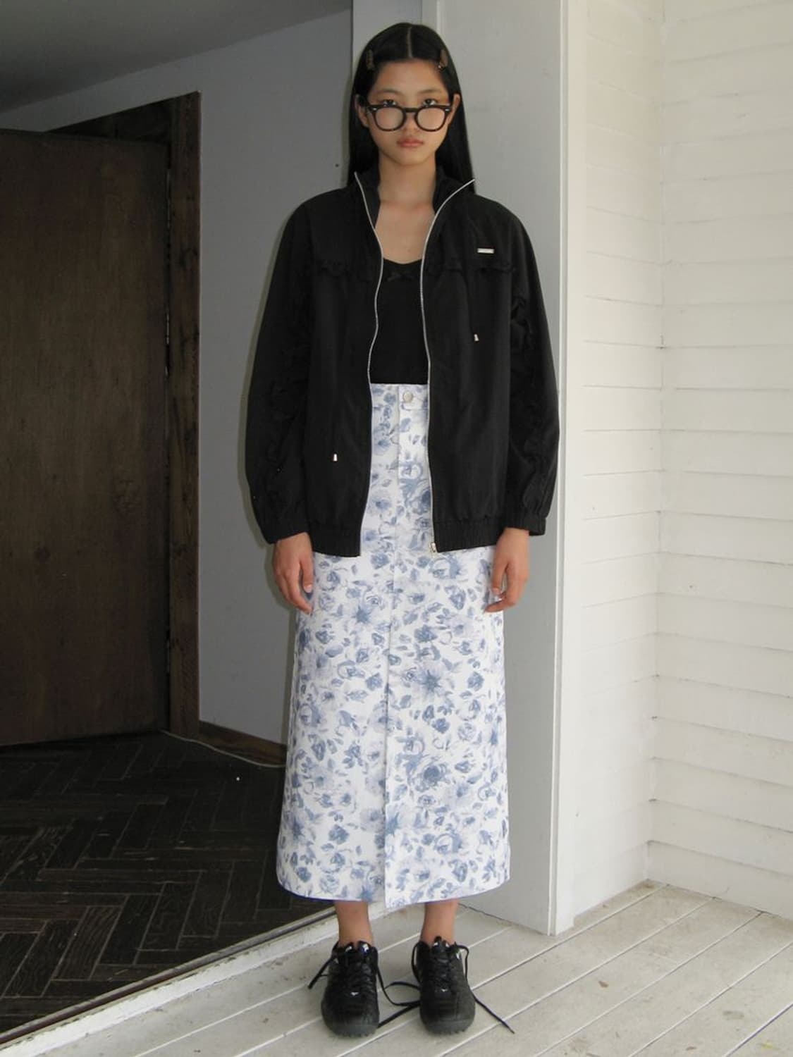 시눈(SINOON) 로즈 프린트 스커트 블루 상품이미지2