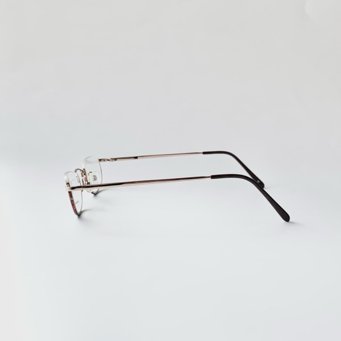 [픽키-687] 골드 메탈 언더림 안경 하단 브라운 라운드 림 슬림 상품이미지4