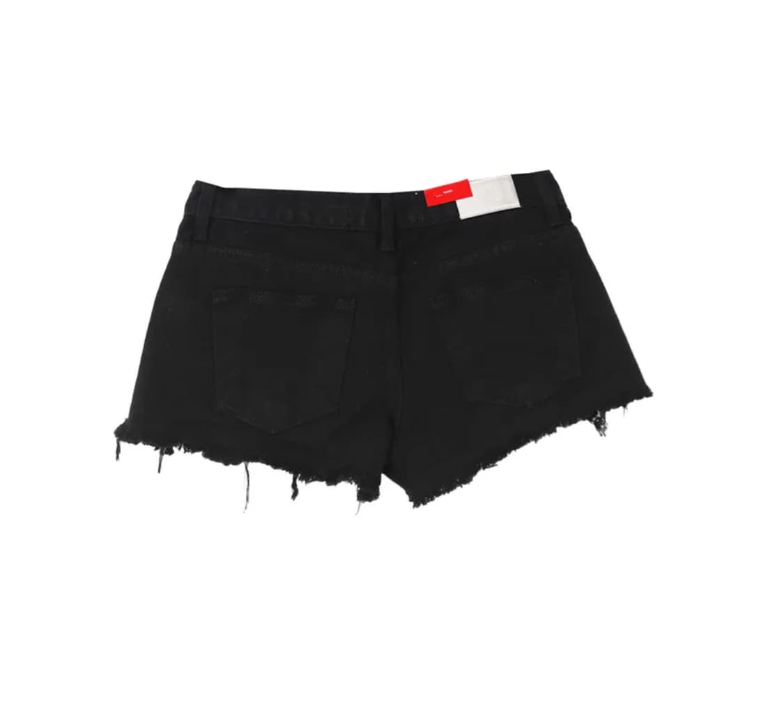 시크윈 핫 로우라이즈 구제 데미지 커팅 코튼 숏팬츠 블랙 상품이미지2