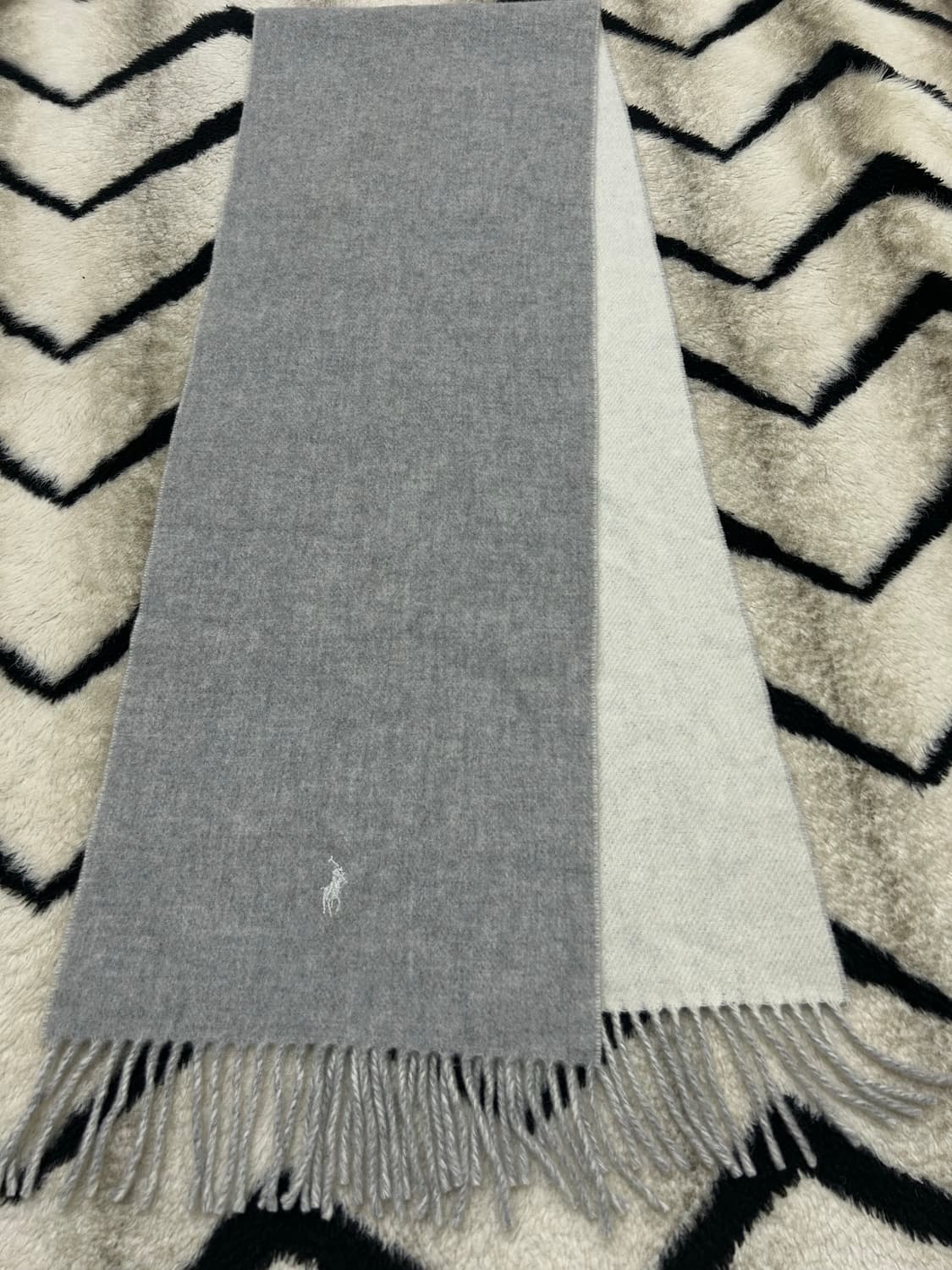 폴로랄프로렌 울 머플러 /옅은그레이 화이트 상품이미지2