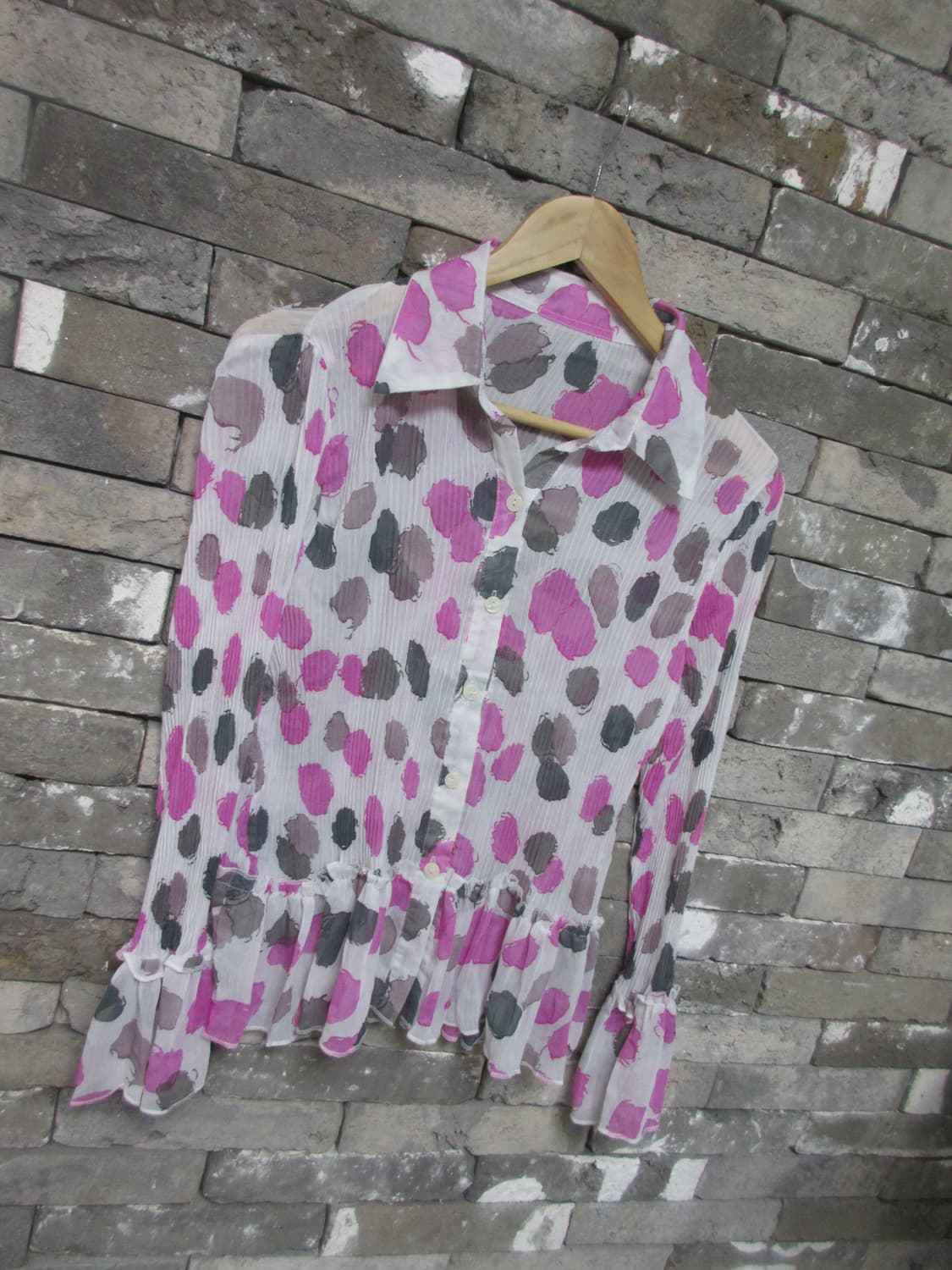 dot frill see-through shffon bl cardigan 상품이미지3