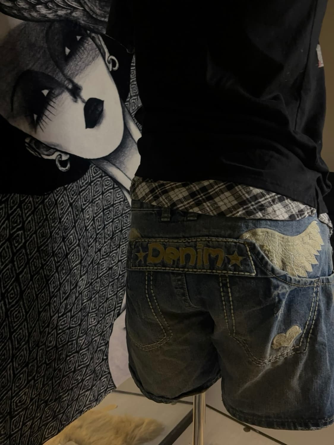 lettering denim pants 상품이미지1