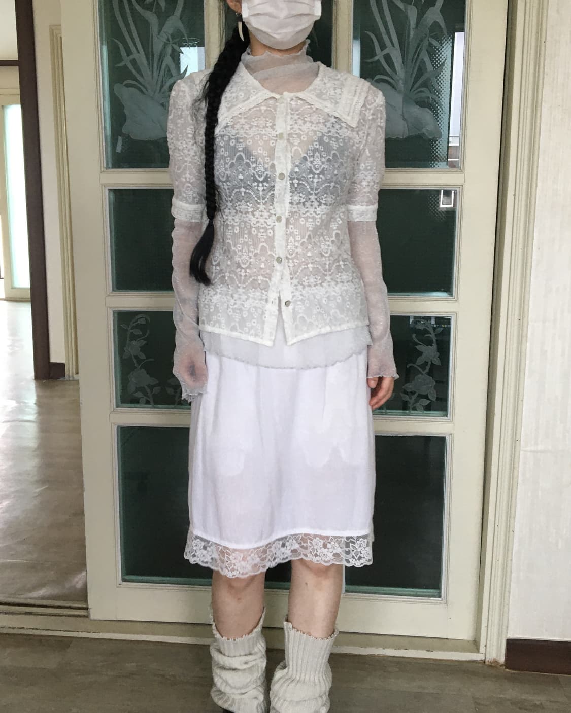 Ornament pattern sailor collar blouse 상품이미지1