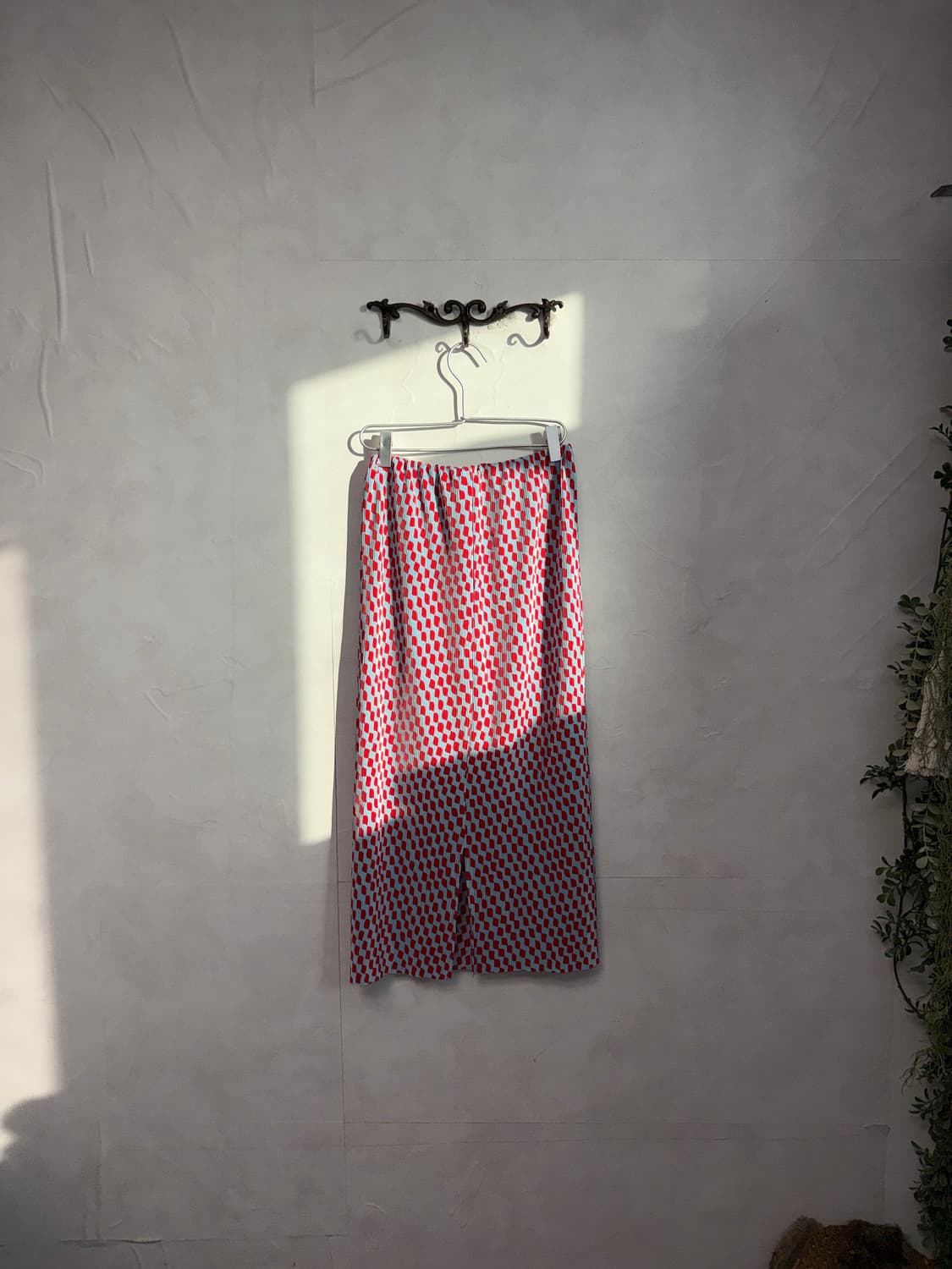 Blue red check stretch pleats skirt 상품이미지3