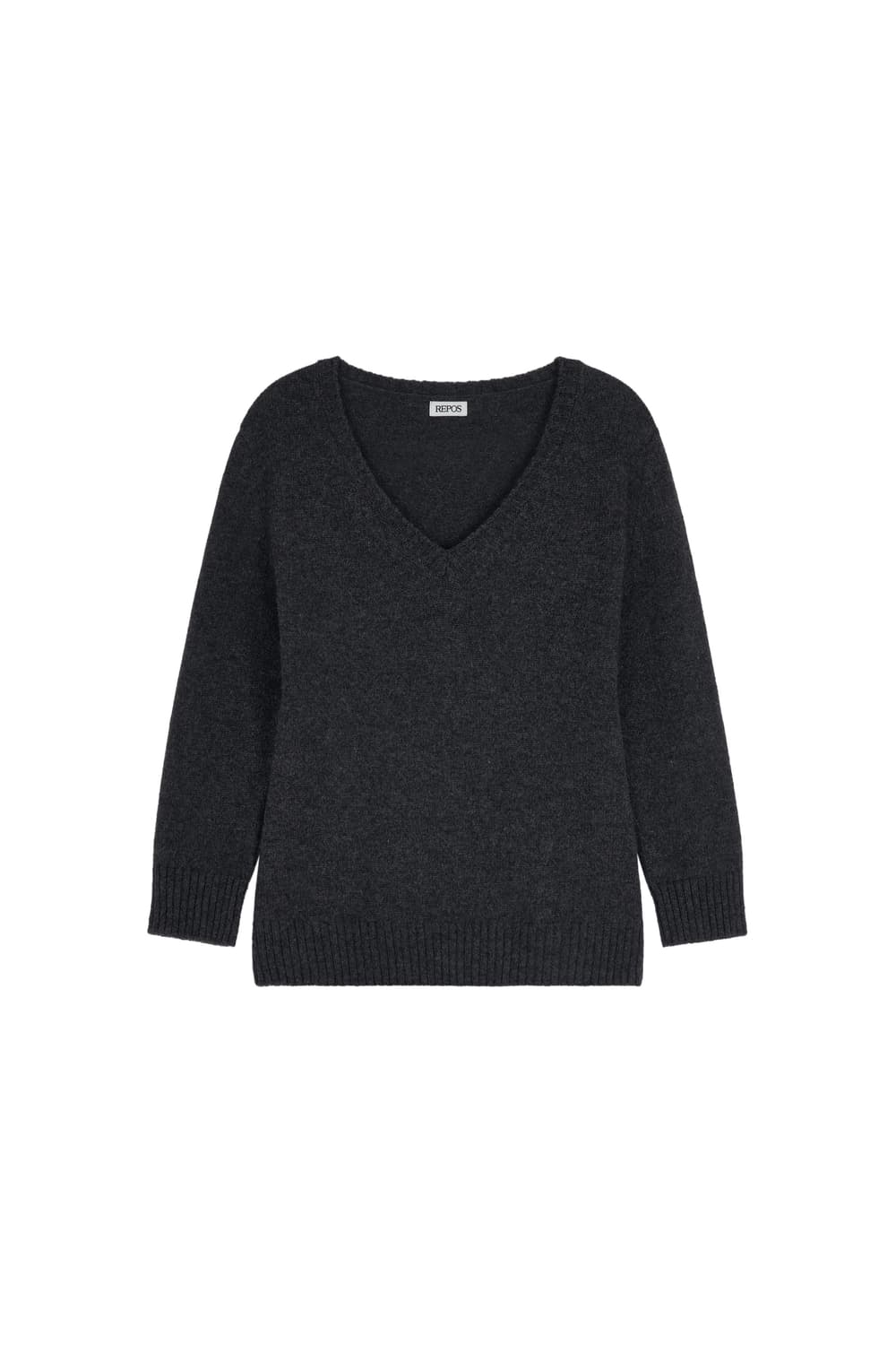 repos ALPACA V-NECK KNIT (CHARCOAL) 상품이미지3