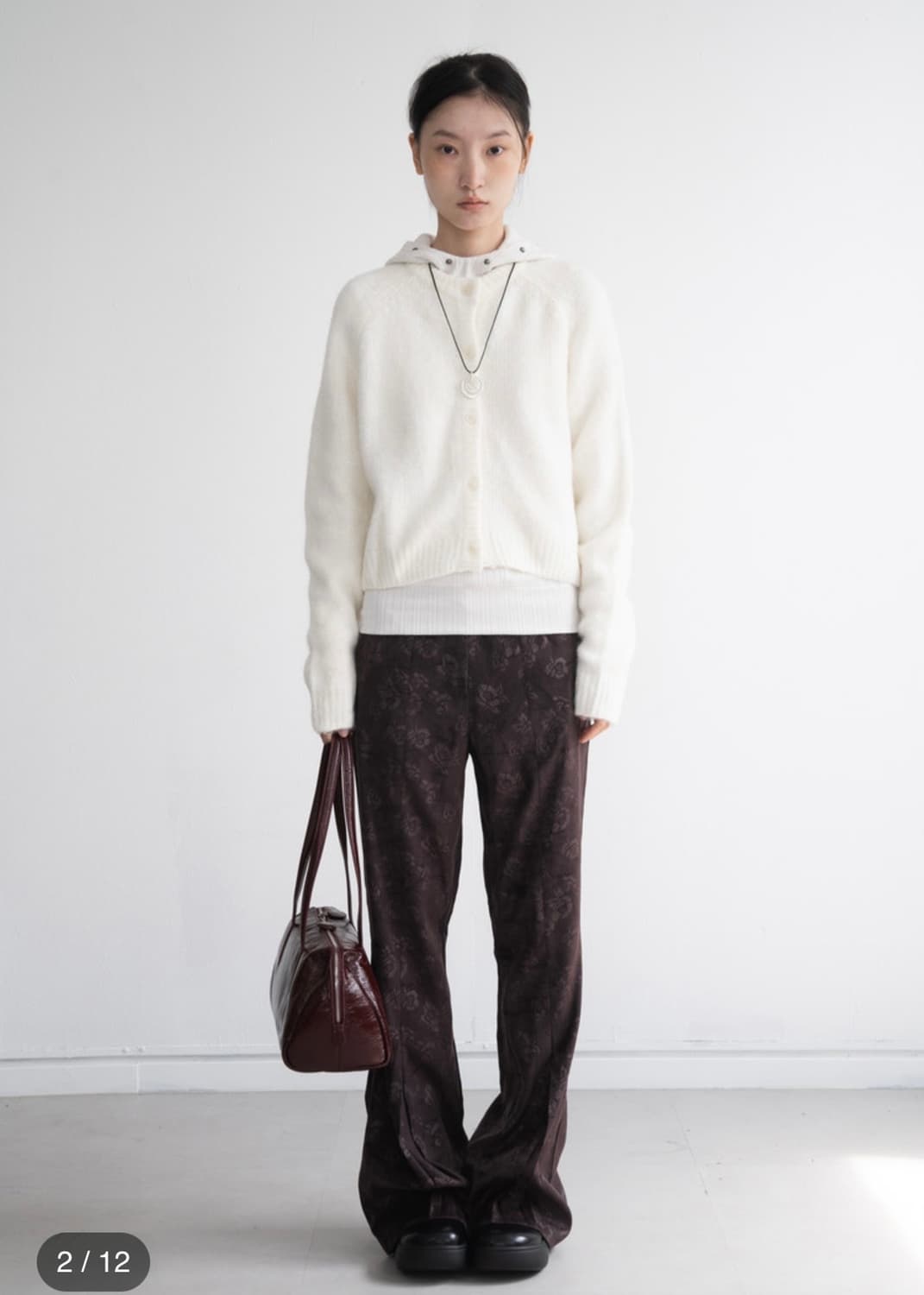 피키소사이어티 Stud Knit Hoodie (Cream) 상품이미지1