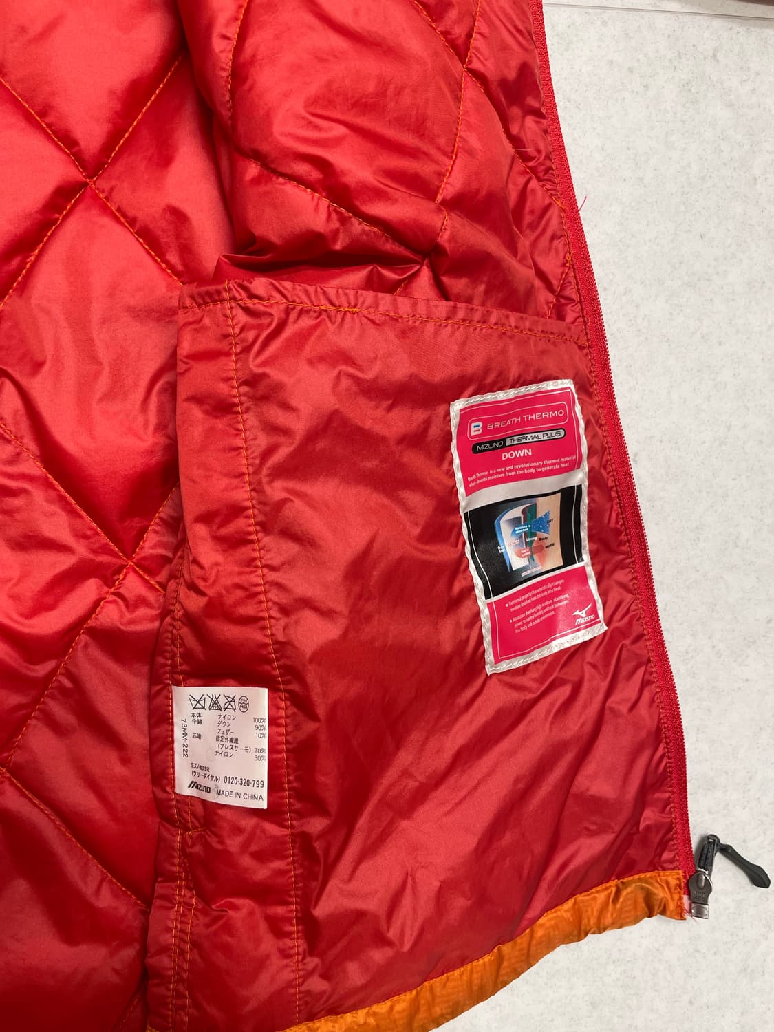 [L] 미즈노 빈티지 다이이몬드 퀼팅 경량패딩 다운 오렌지 상품이미지3